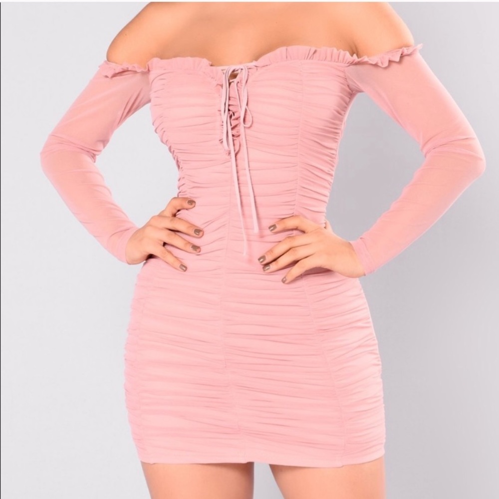 Mesh ruched dress